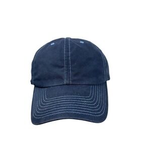 Vintage Old Navy Hat Cap Strap Back Navy Blue Canvas Plaid Lined Mens 2000s 2007